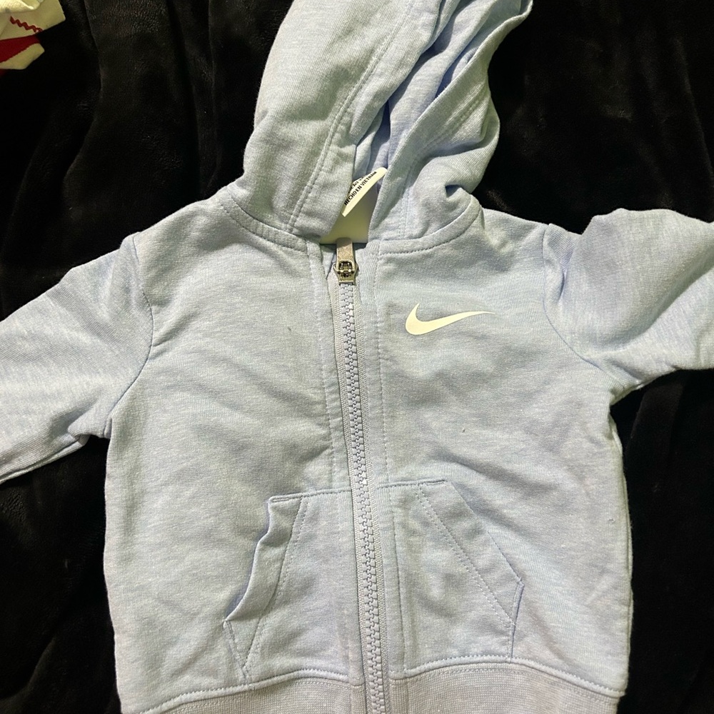 Nike Blue Sweatshirt with Hood and Ribbed Cuffs
